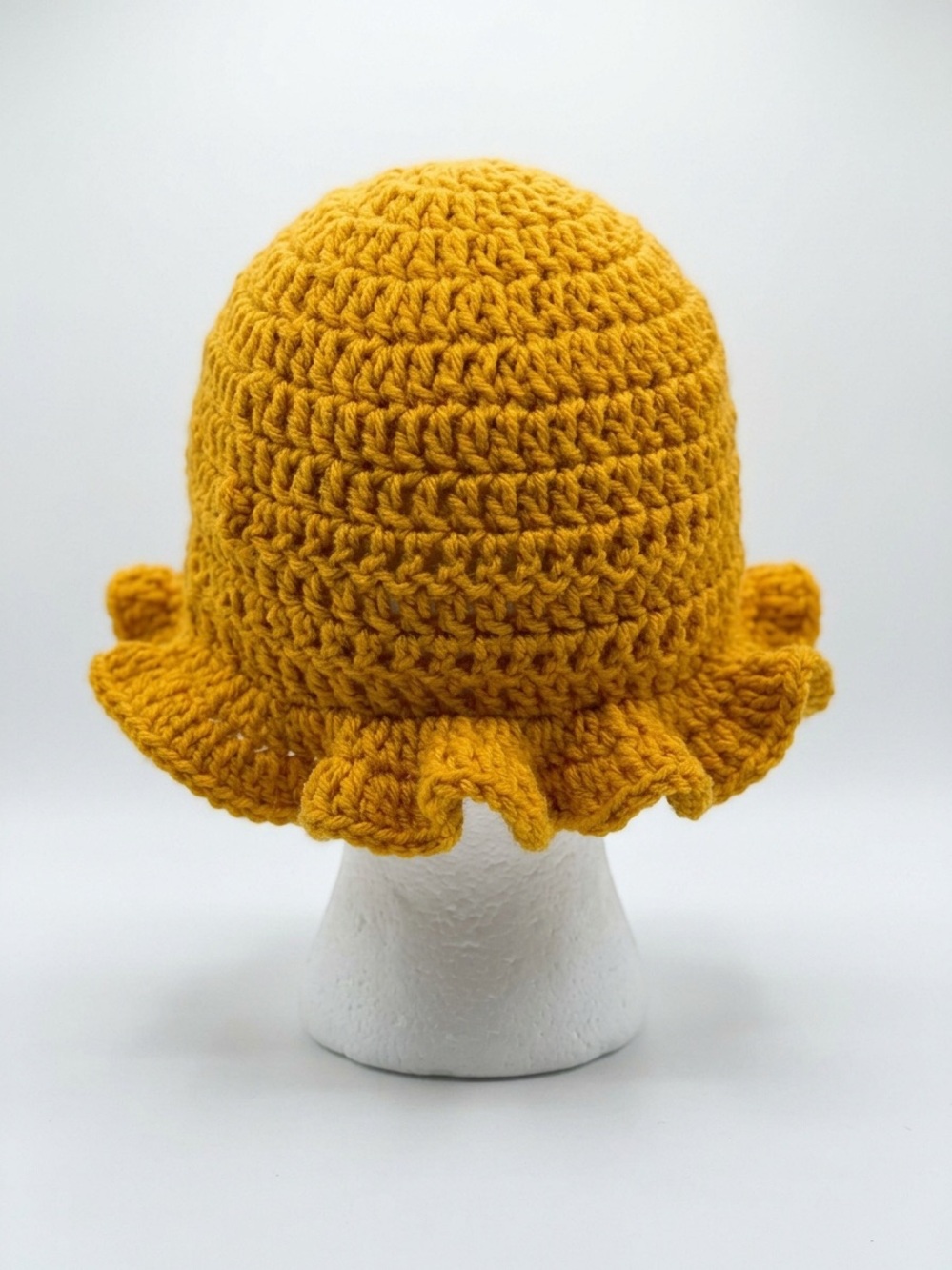 Adult Crochet Ruffle Sun Hat - Mustard Yellow